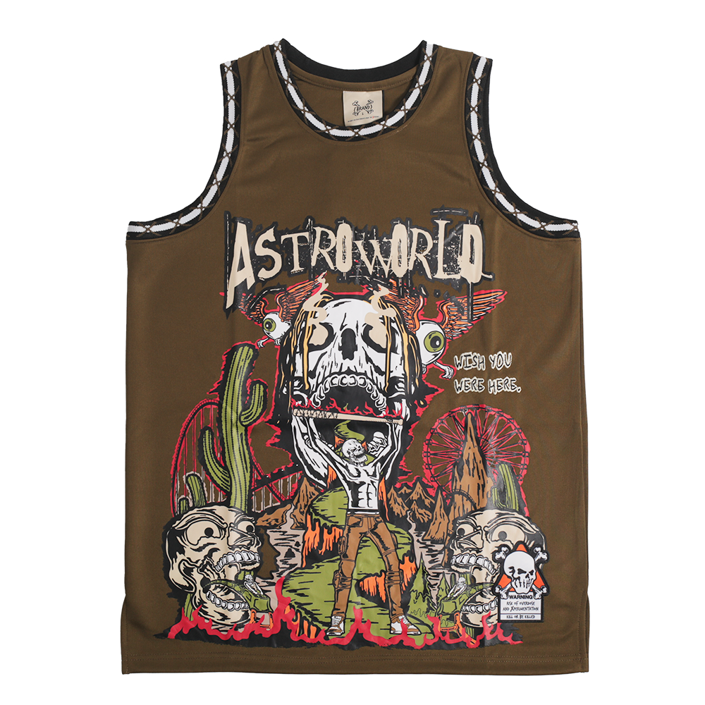 BRAND X ASTROWORLD YOUTH OLIVE BASKETBALL JERSEY