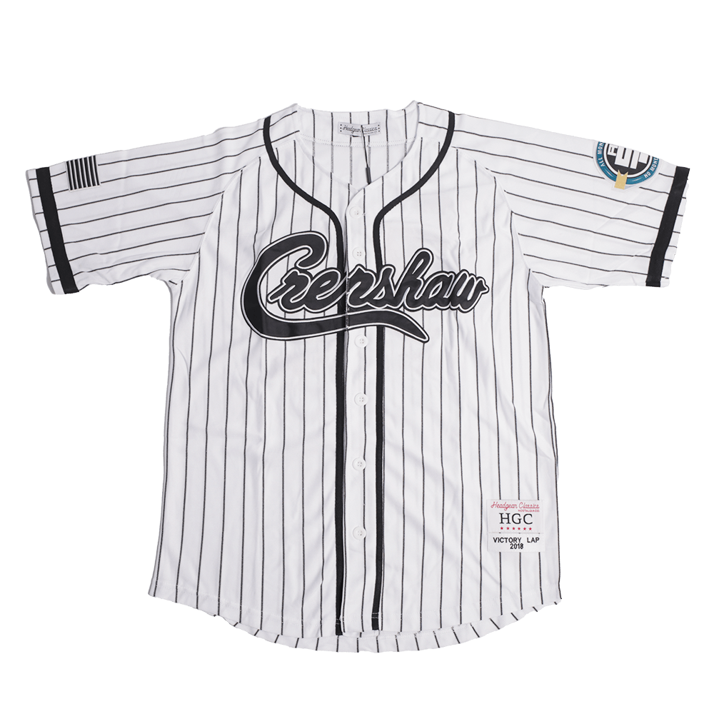 CRENSHAW PINSTRIPE BASEBALL JERSEY WHITE - Allstarelite.com