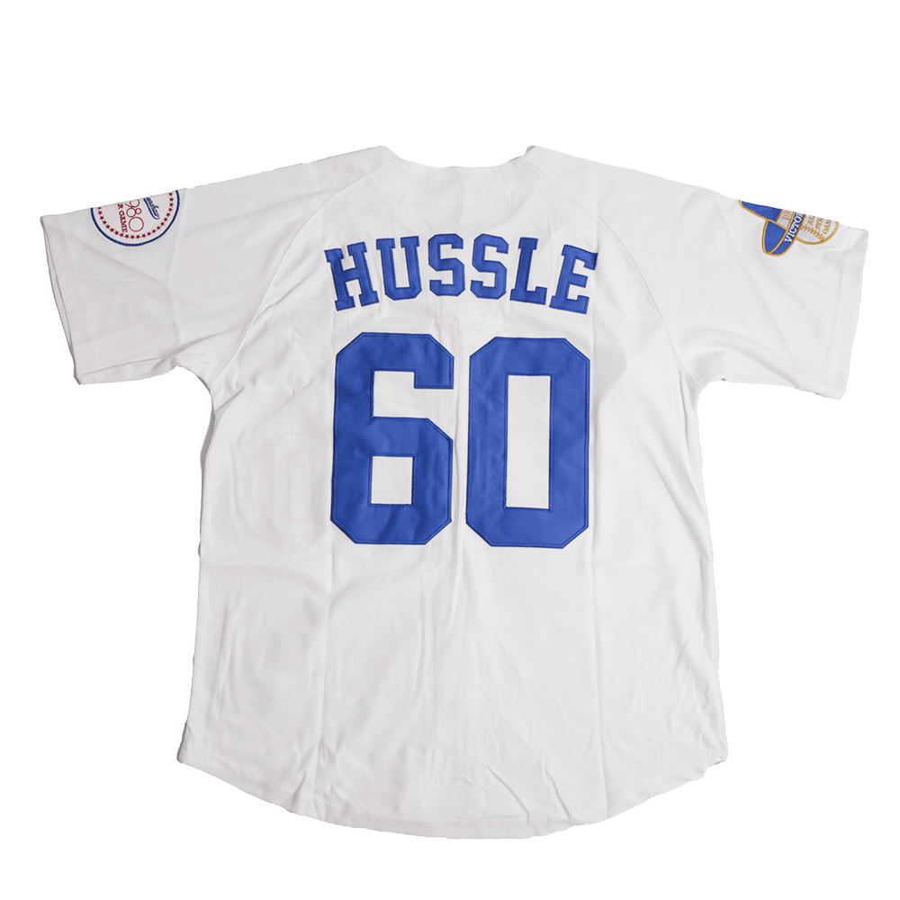 WHITE NIPSEY HUSSLE YOUTH BASEBALL JERSEY - Allstarelite.com