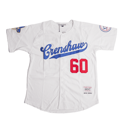 CRENSHAW 60 NIPSEY HUSSLE BASEBALL JERSEY WHITE - Allstarelite.com