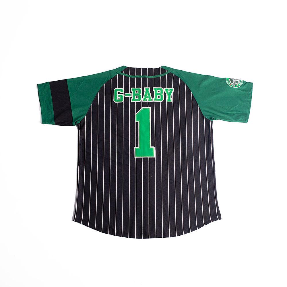 Black G-Baby Pinstripe Baseball Jersey - Allstarelite.com